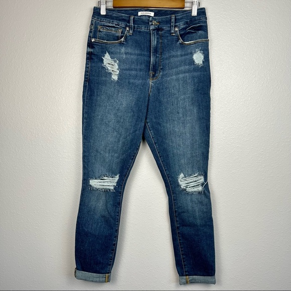 Good American Good Waist Distressed Crop - 12/31 - Picture 1 of 11